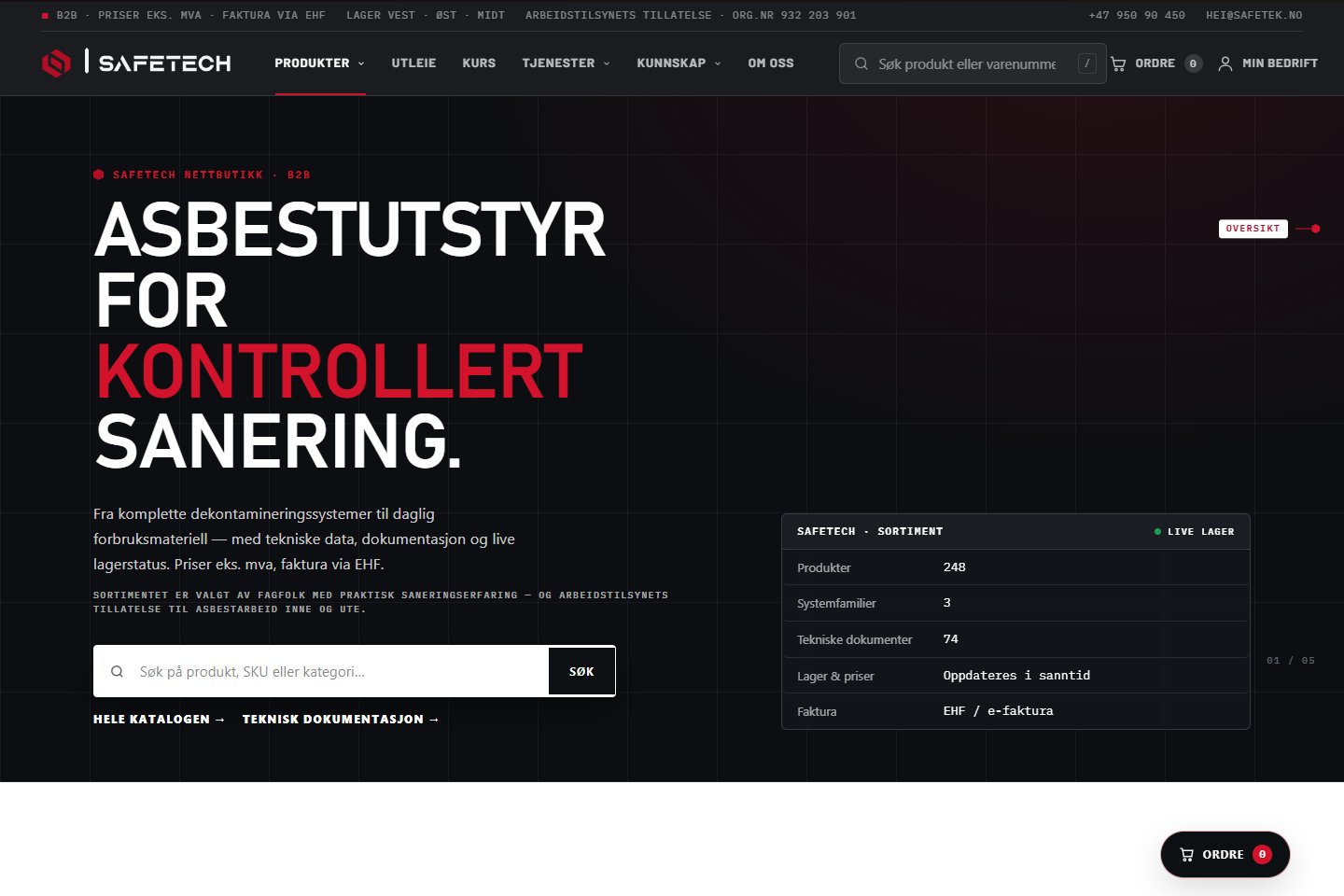 SafeTech – nettbutikken med filtre og lagerstatus